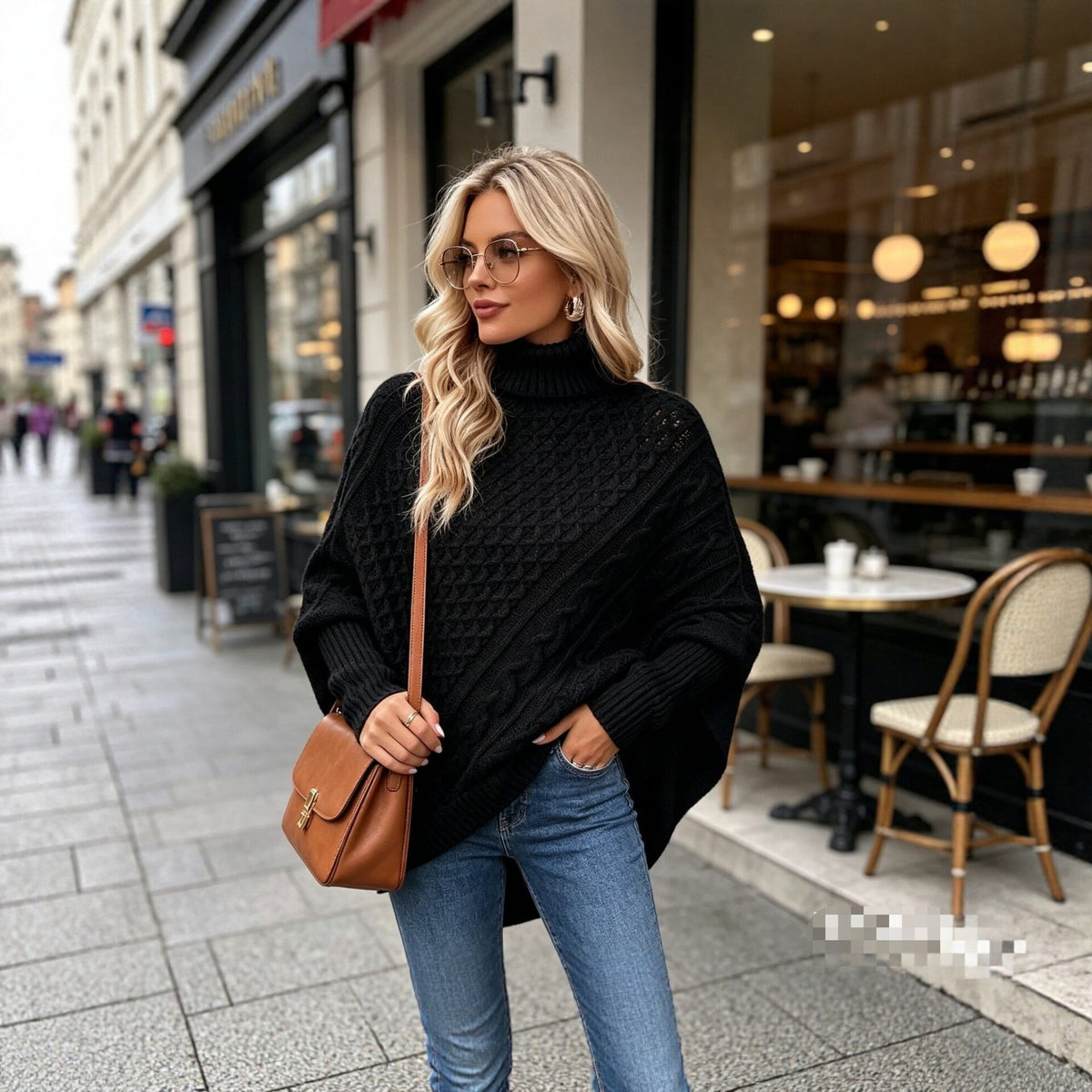 Women's Cable-Knit Winter Sweater | Loose Turtleneck Pullover