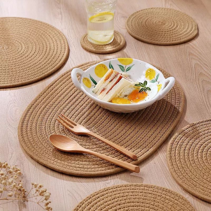 Handwoven Oval Cotton Trivets – Natural & Heat-Resistant Table Protectors