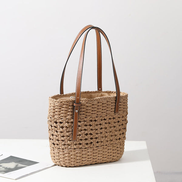 Handwoven Openwork Straw Tote – Breathable & Bohemian Summer Essential