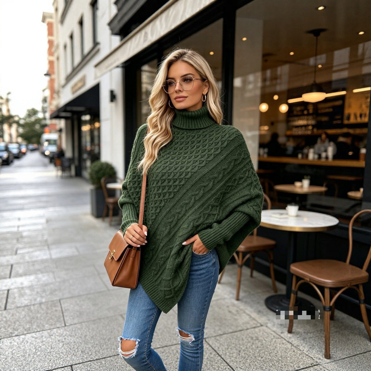 Women's Cable-Knit Winter Sweater | Loose Turtleneck Pullover