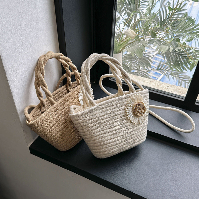Rustic Cotton Rope Satchel – Handwoven Farmhouse Carryall