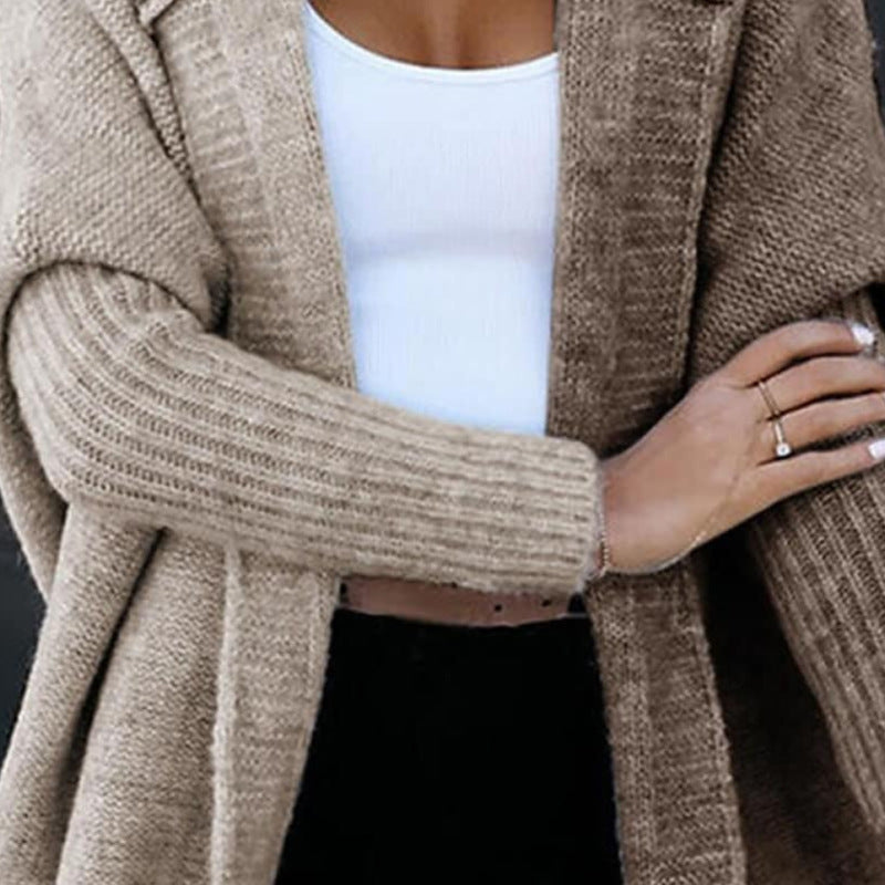 Women's Knitted Winter Cardigan | Oversized Loose Hooded Sweater