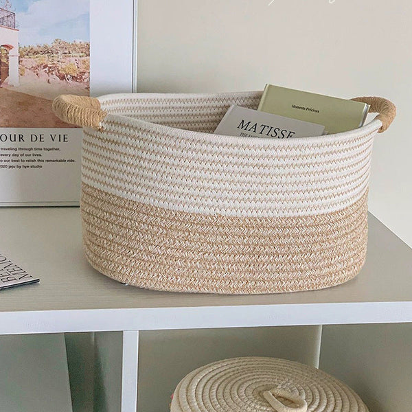 Jumbo Handwoven Cotton Storage Baskets - Extra-Large Organizers for Cozy Homes