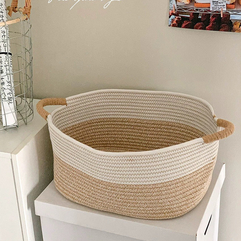 Jumbo Handwoven Cotton Storage Baskets - Extra-Large Organizers for Cozy Homes
