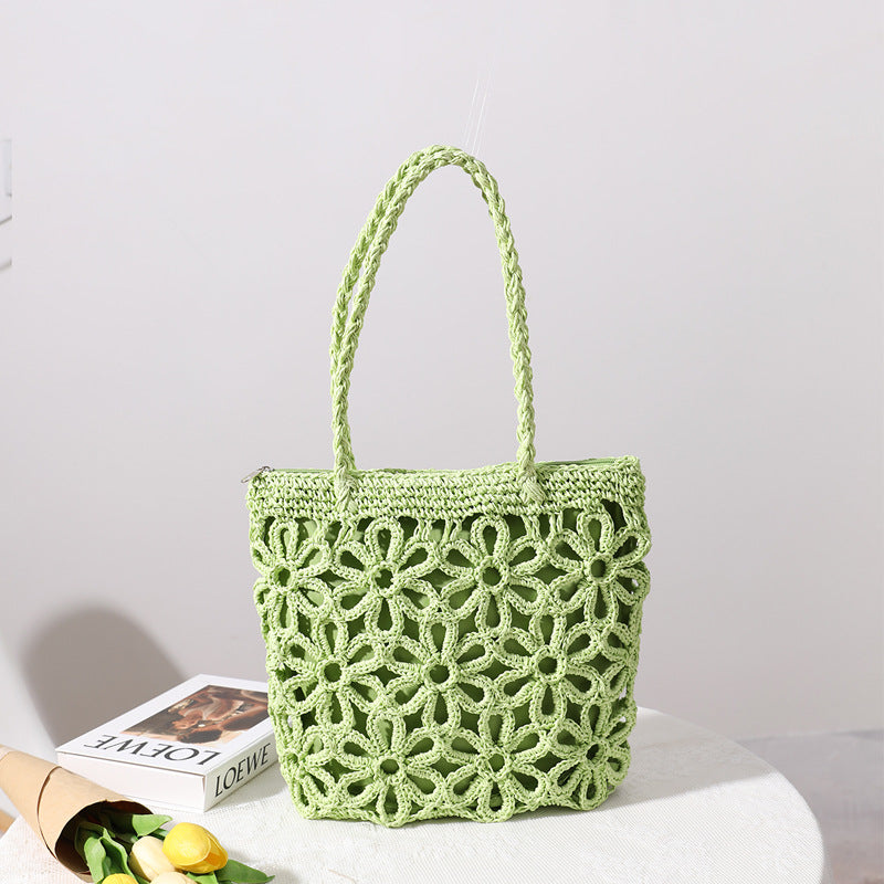 Floral Cutout Straw Clutch – Handwoven Botanical Artisan Bag