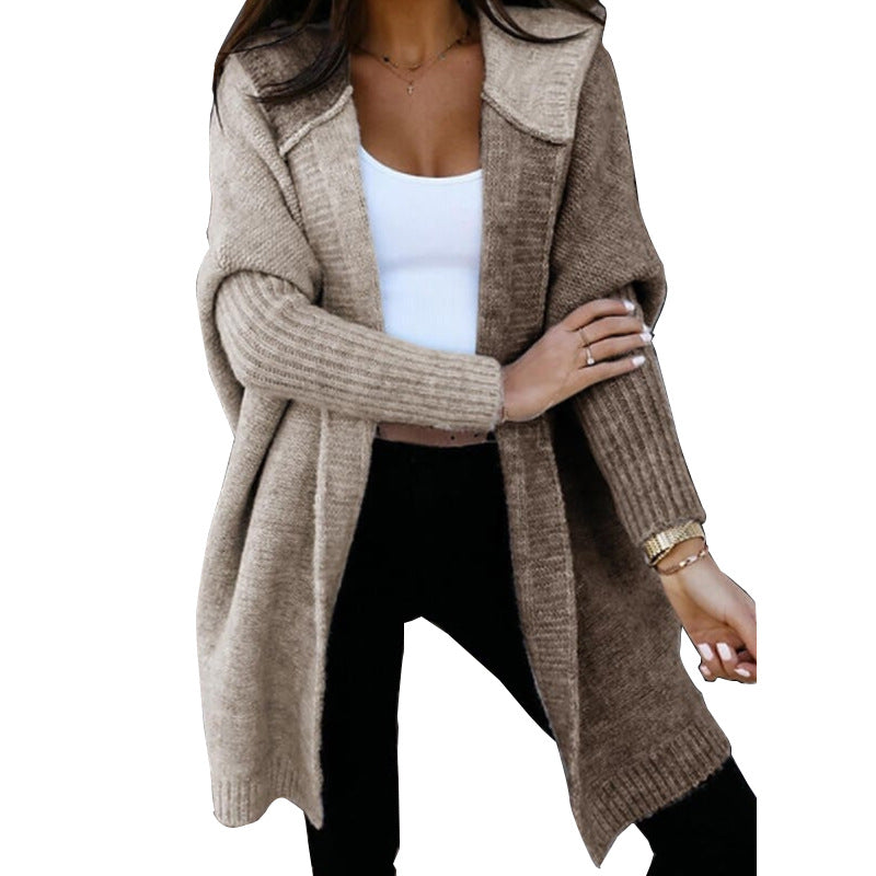Women's Knitted Winter Cardigan | Oversized Loose Hooded Sweater