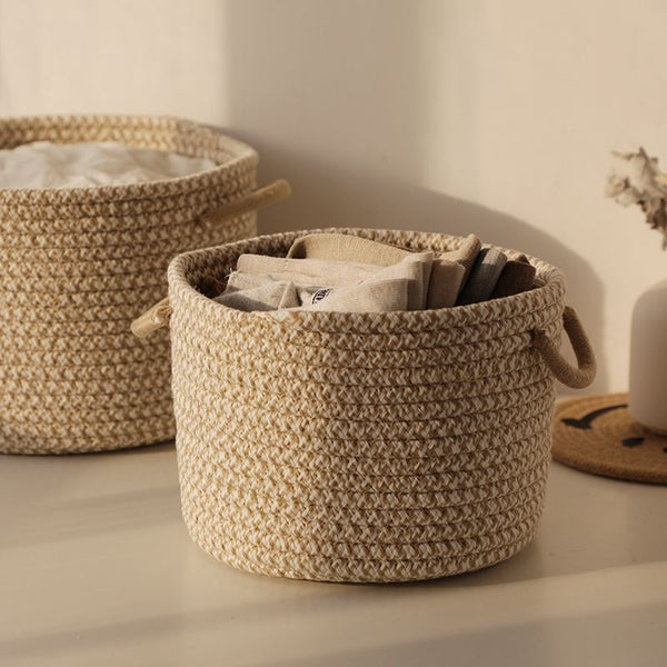 Handwoven Round Cotton Storage Baskets