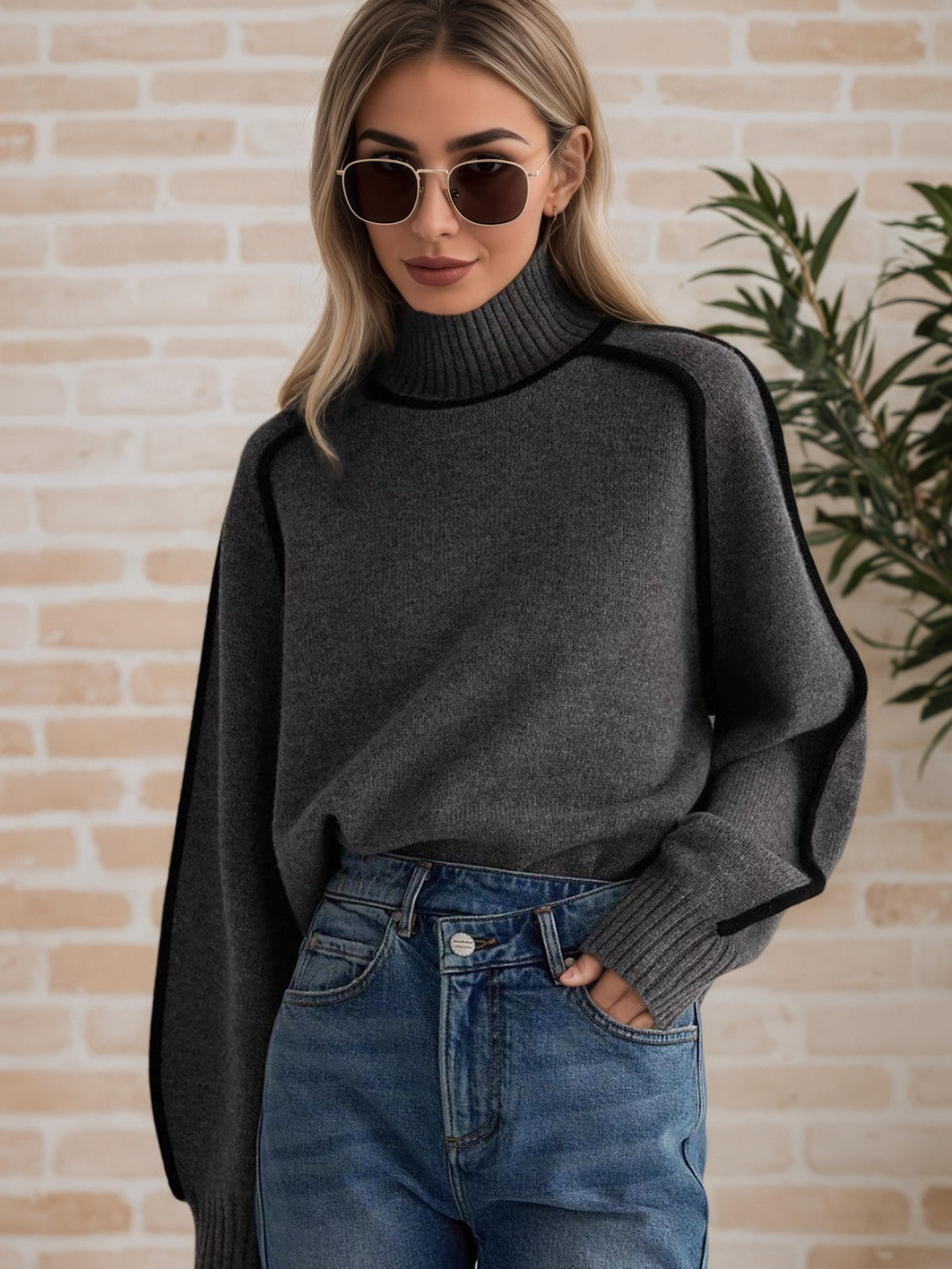 Women's Knit Turtleneck Winter Sweater | Elegant Long-Sleeve Pullover Top