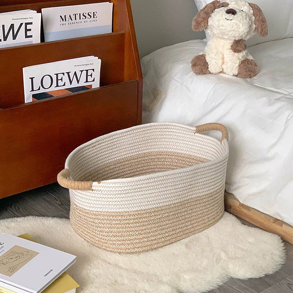 Jumbo Handwoven Cotton Storage Baskets - Extra-Large Organizers for Cozy Homes