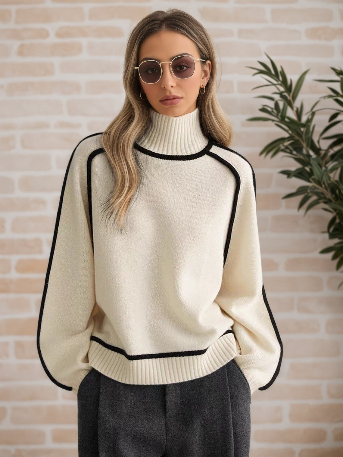 Women's Knit Turtleneck Winter Sweater | Elegant Long-Sleeve Pullover Top