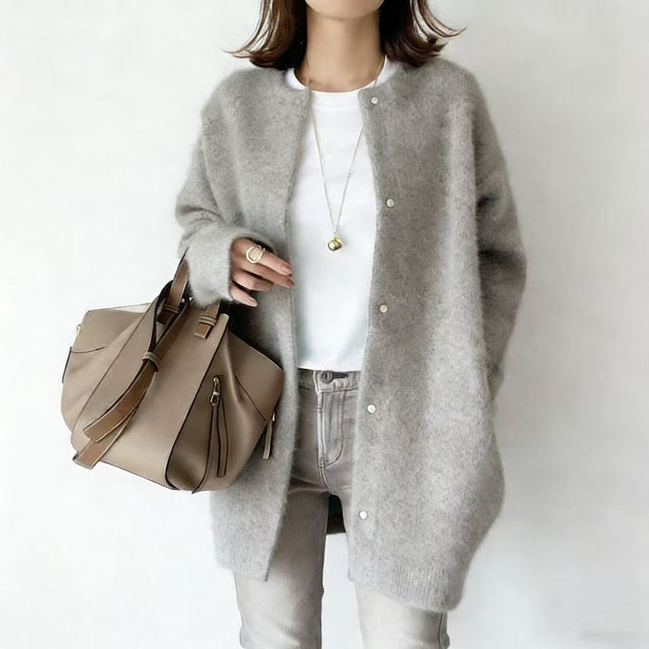 Knitted Loose Fit Woolen Coat Jacket | Aveline Collection