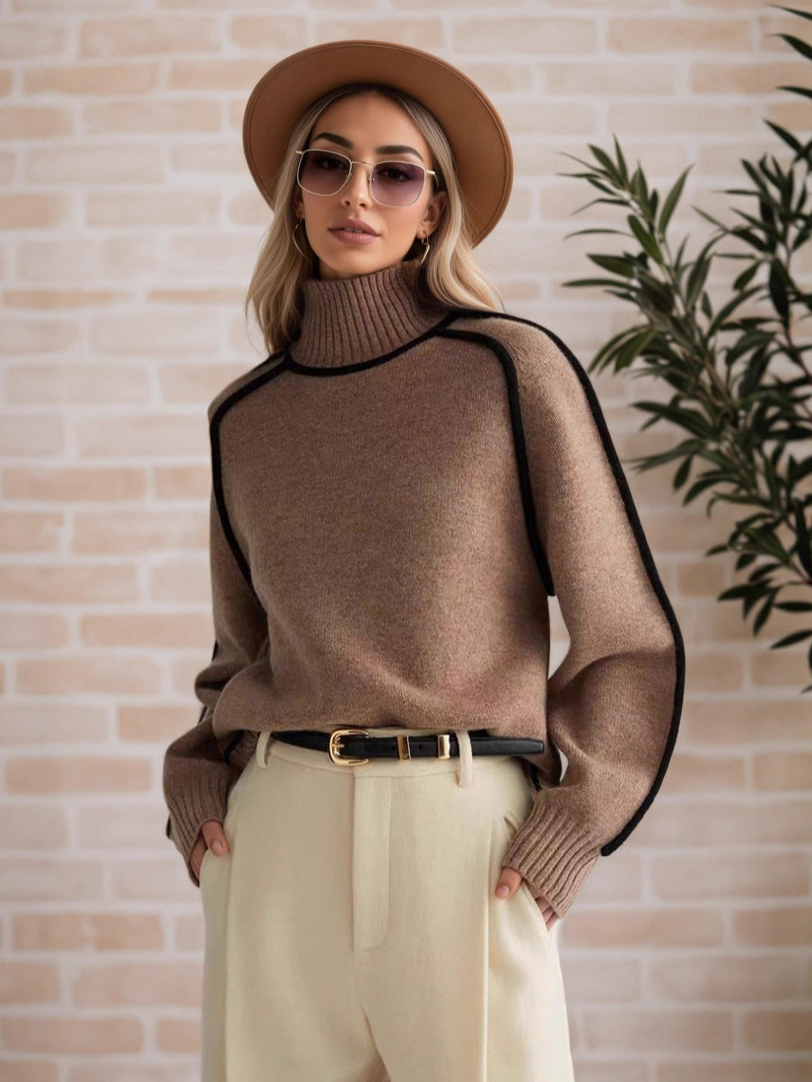 Women's Knit Turtleneck Winter Sweater | Elegant Long-Sleeve Pullover Top