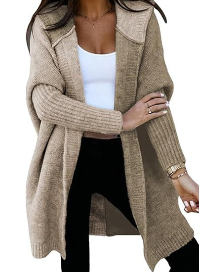 Women's Knitted Winter Cardigan | Oversized Loose Hooded Sweater
