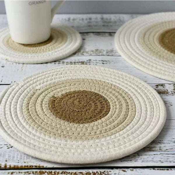 Handwoven Cotton Coasters – Natural & Heat-Resistant Table Protectors