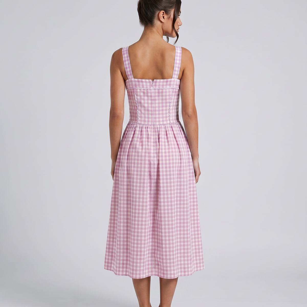 Arixa | Midi Dress with Square Neck and Front Pockets