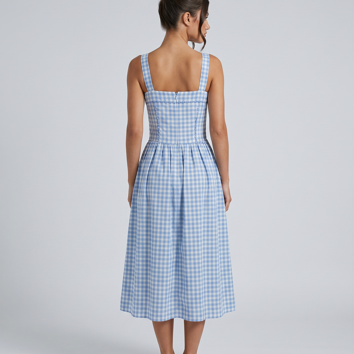 Arixa | Midi Dress with Square Neck and Front Pockets