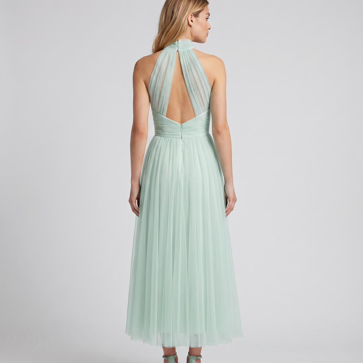 Orlena | Midi Dress with Pleated Halter Neck