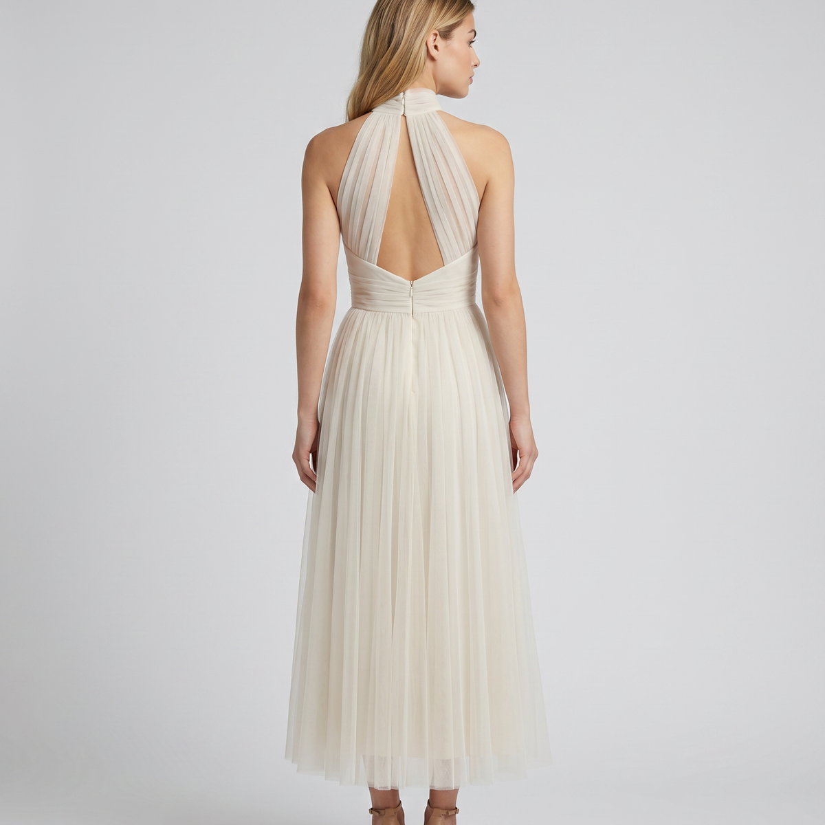 Orlena | Midi Dress with Pleated Halter Neck