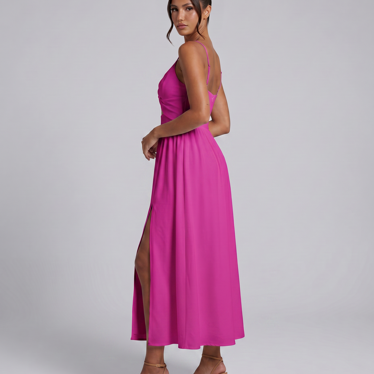Shauna | Midi Dress with Twist Front and Side Slit