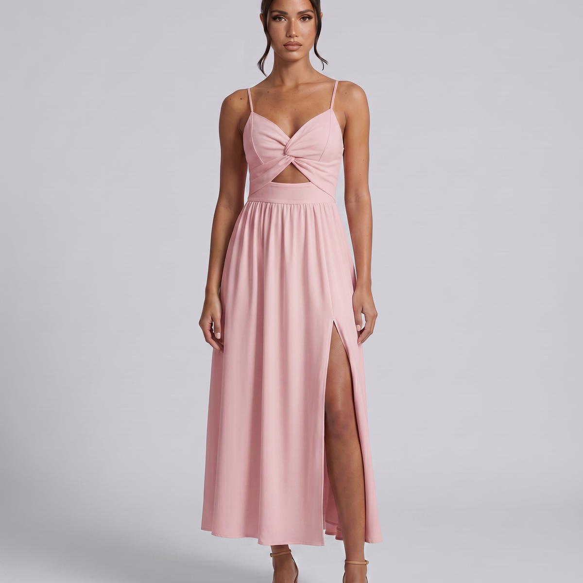 Shauna | Midi Dress with Twist Front and Side Slit