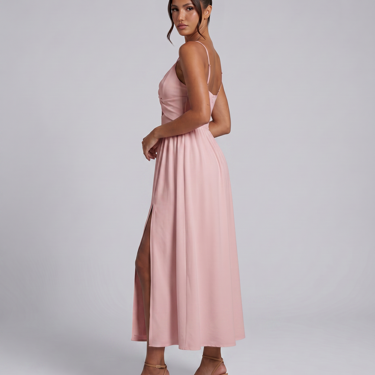 Shauna | Midi Dress with Twist Front and Side Slit