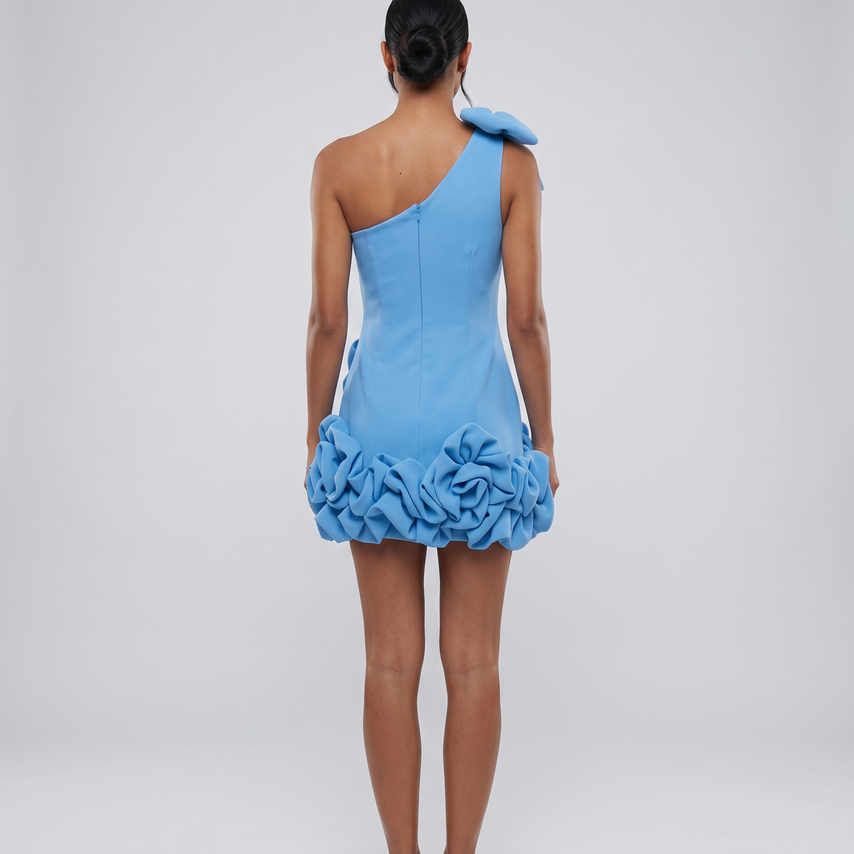 Laurel | Mini Dress with One-Shoulder and Rosette Hem