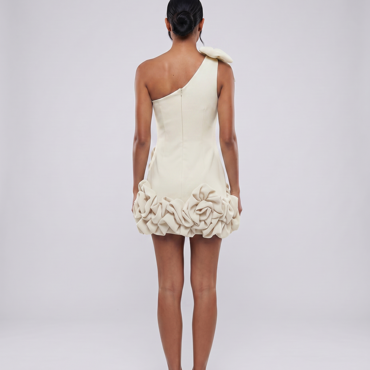 Laurel | Mini Dress with One-Shoulder and Rosette Hem