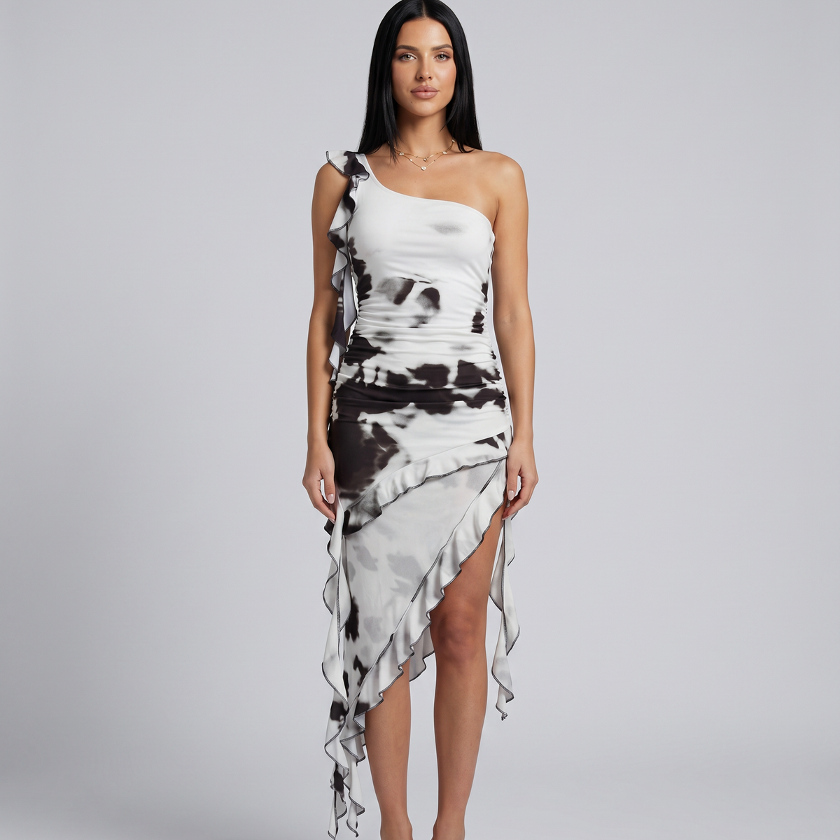 Maxine | One-Shoulder Bodycon Dress with Ruffle Detail