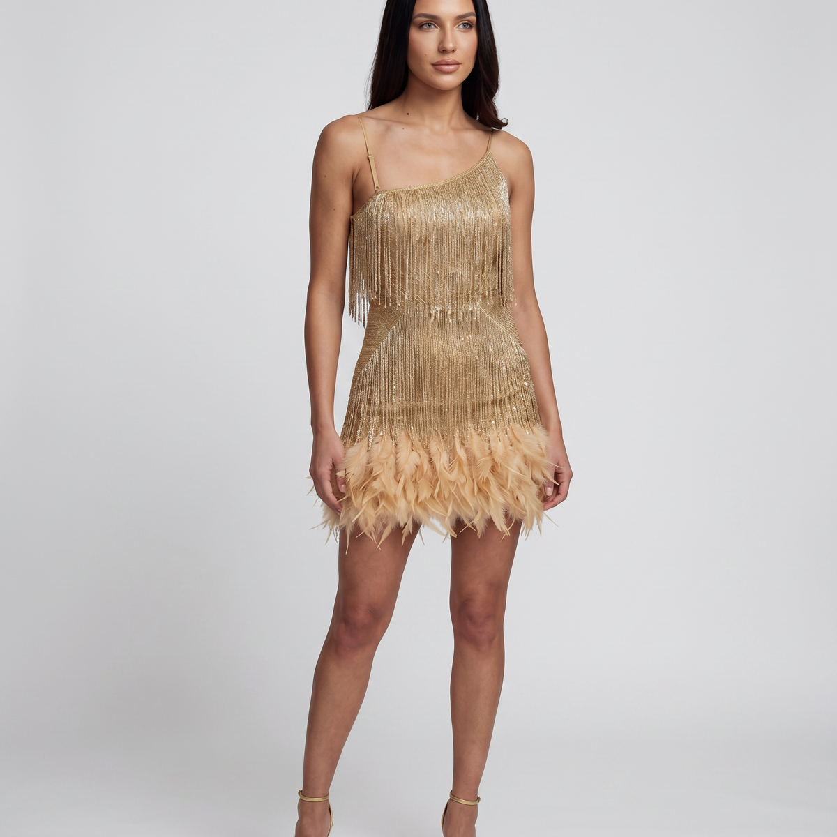 Juana | Mini Dress with Fringe and Feather Trim