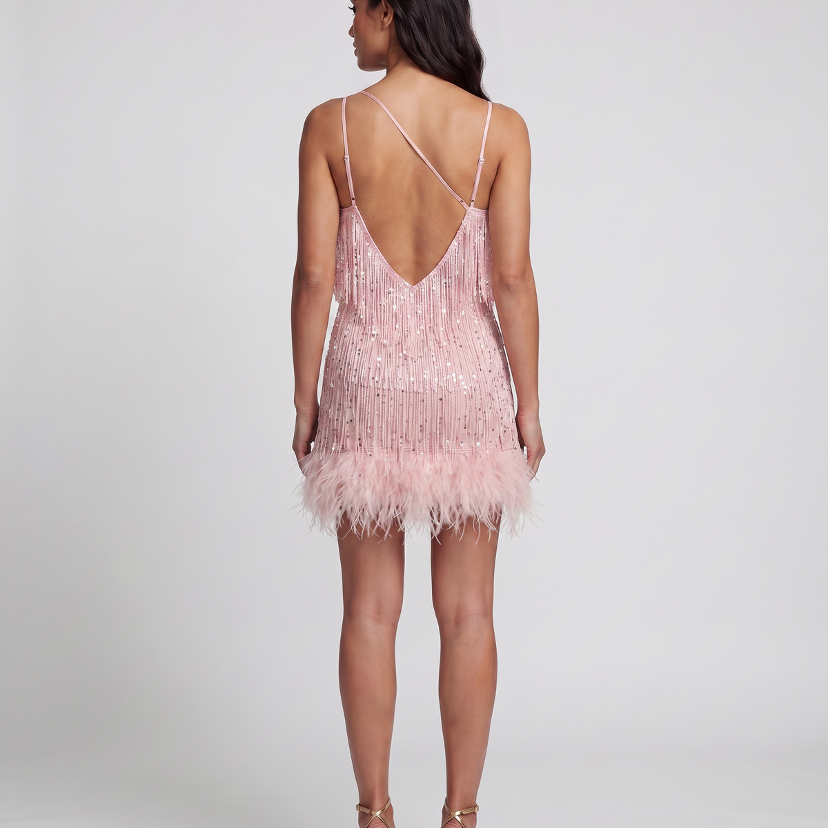 Juana | Mini Dress with Fringe and Feather Trim