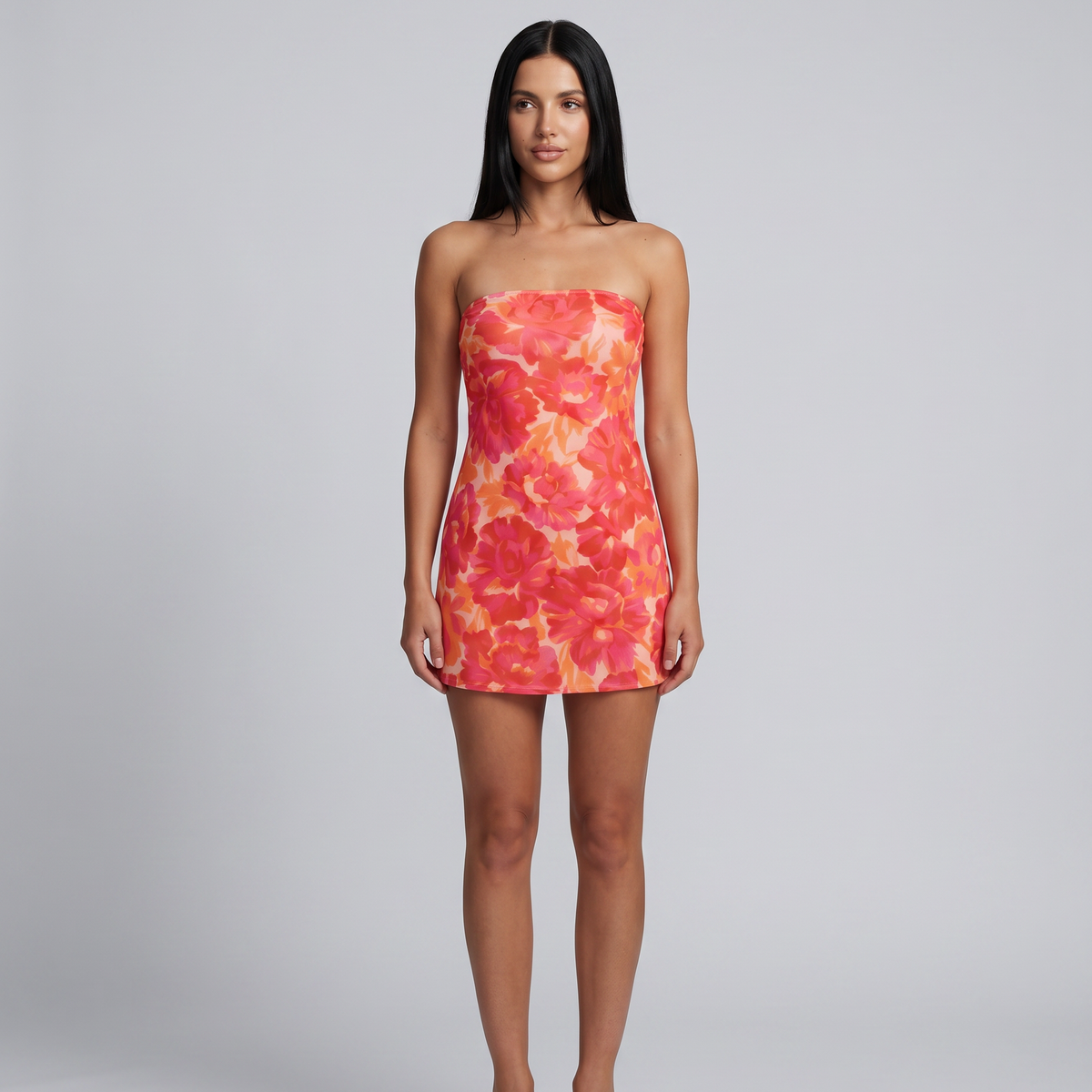 Tommie | Strapless Mini Dress with Floral Print