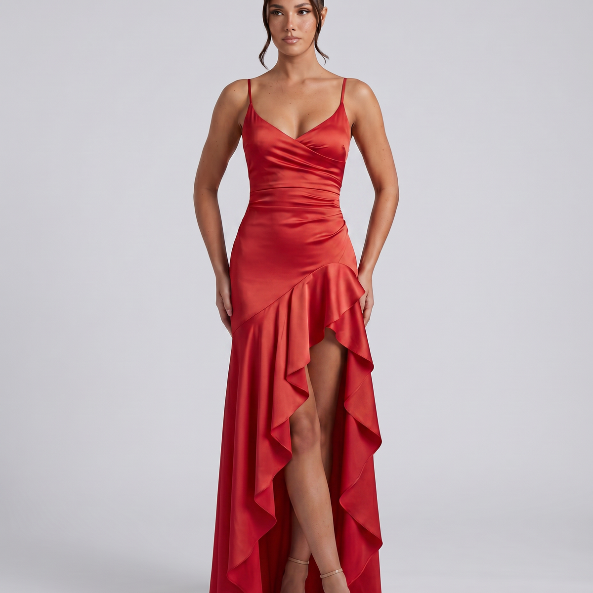 Chiara | Maxi Dress with Cowl Neck and Ruffle Hem