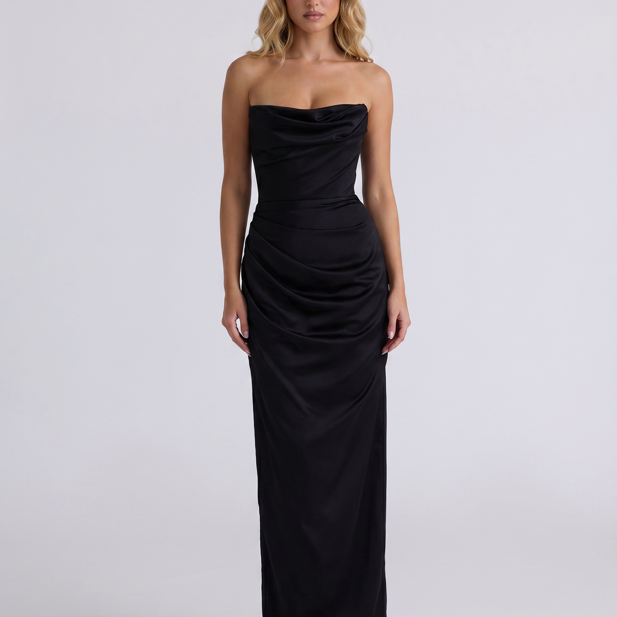 Molly | Strapless Maxi Dress with Draped Detail