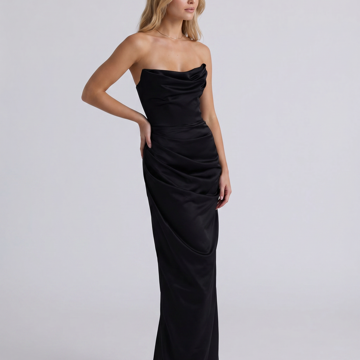 Molly | Strapless Maxi Dress with Draped Detail