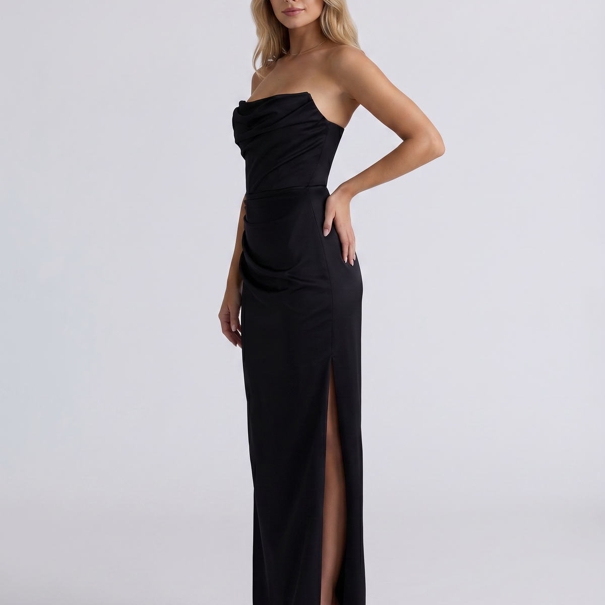 Molly | Strapless Maxi Dress with Draped Detail