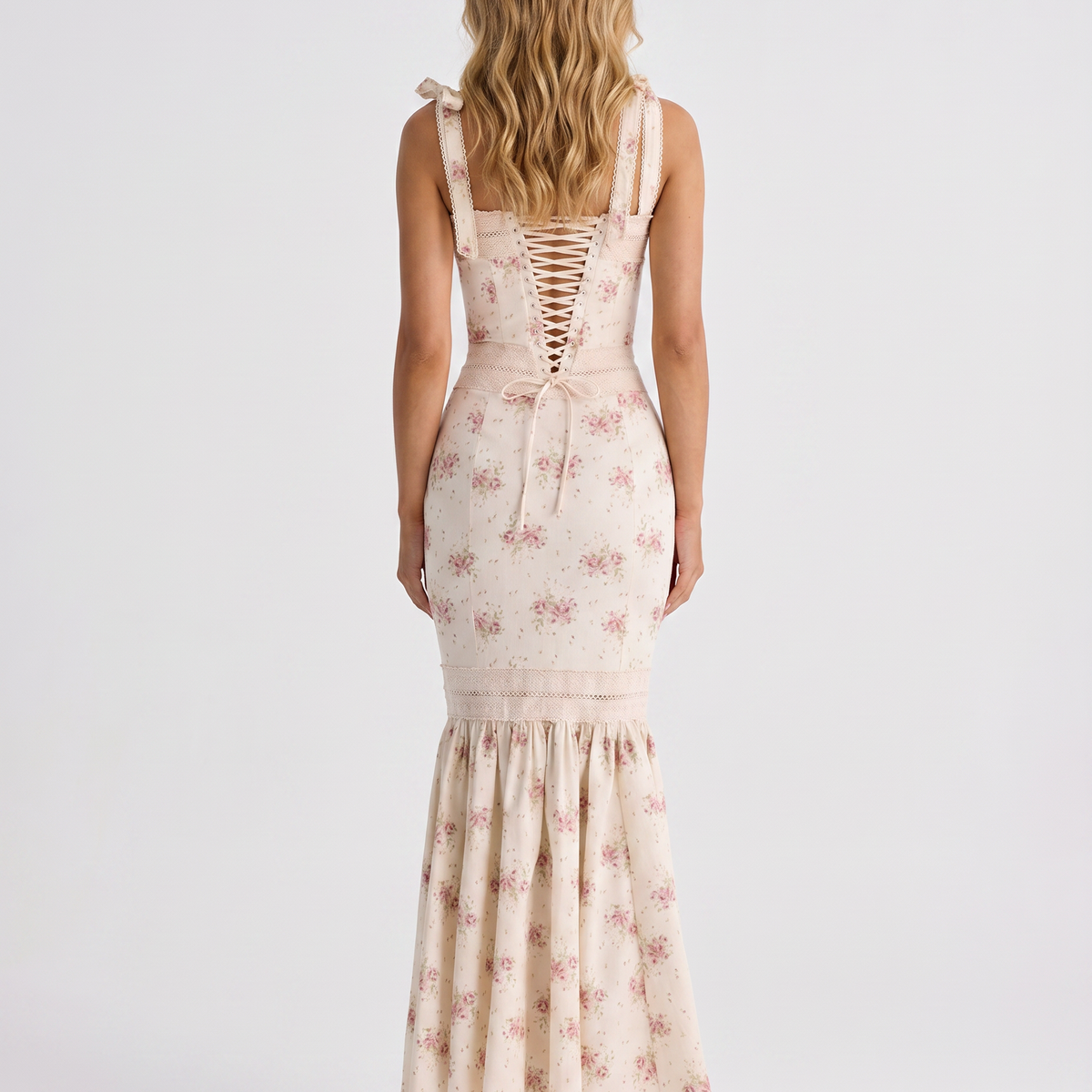 Shirley | Maxi Dress with Floral Print and Lace Trim