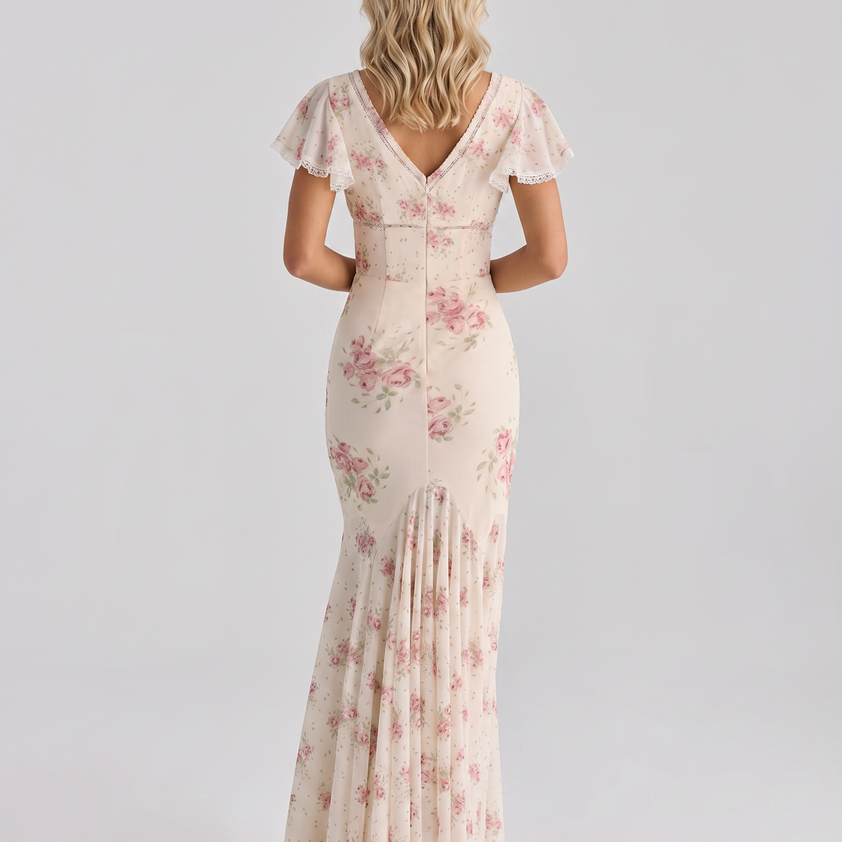 Nicole | Maxi Dress with Floral Print and Lace Trim