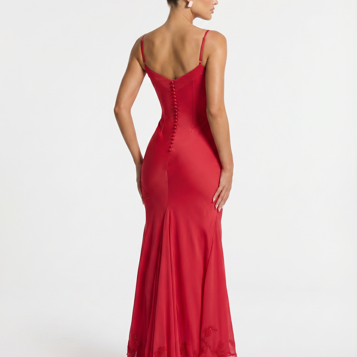 Tiffany | Maxi Dress with Beaded Embellishment and Asymmetric Hem
