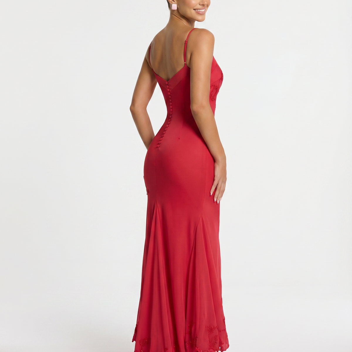 Tiffany | Maxi Dress with Beaded Embellishment and Asymmetric Hem
