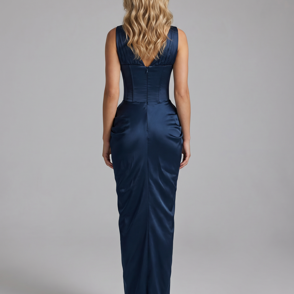 Deidre | Maxi Dress with Corset Bodice and Draped Skirt