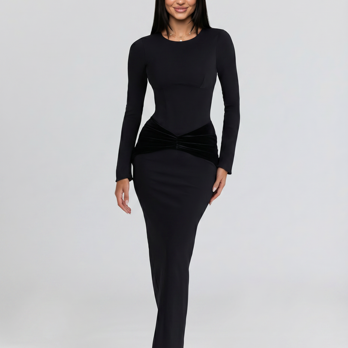 Teresa | Maxi Dress with Long Sleeves and Gathered Waist