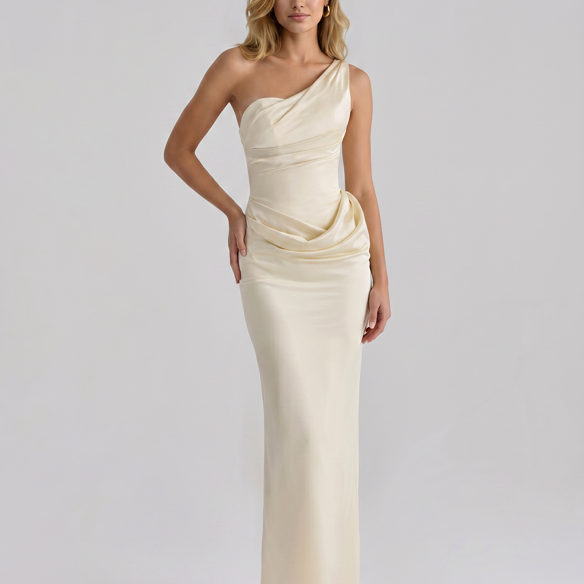Luisa | Maxi Dress with One-Shoulder Draped Design