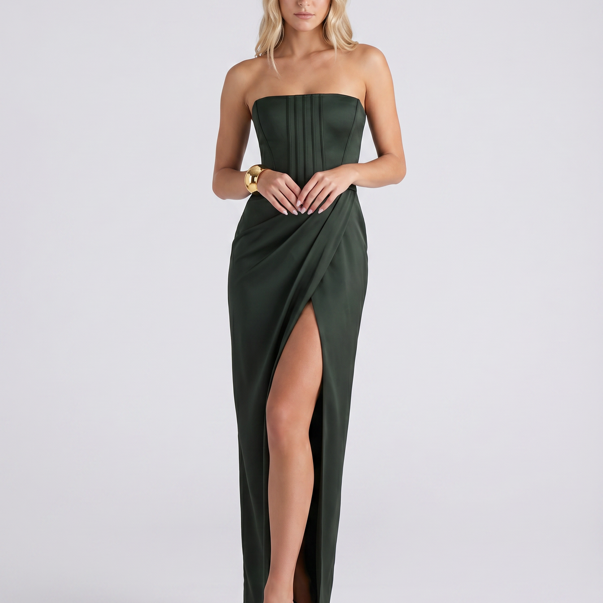 Erin | Strapless Maxi Dress with Corset Bodice