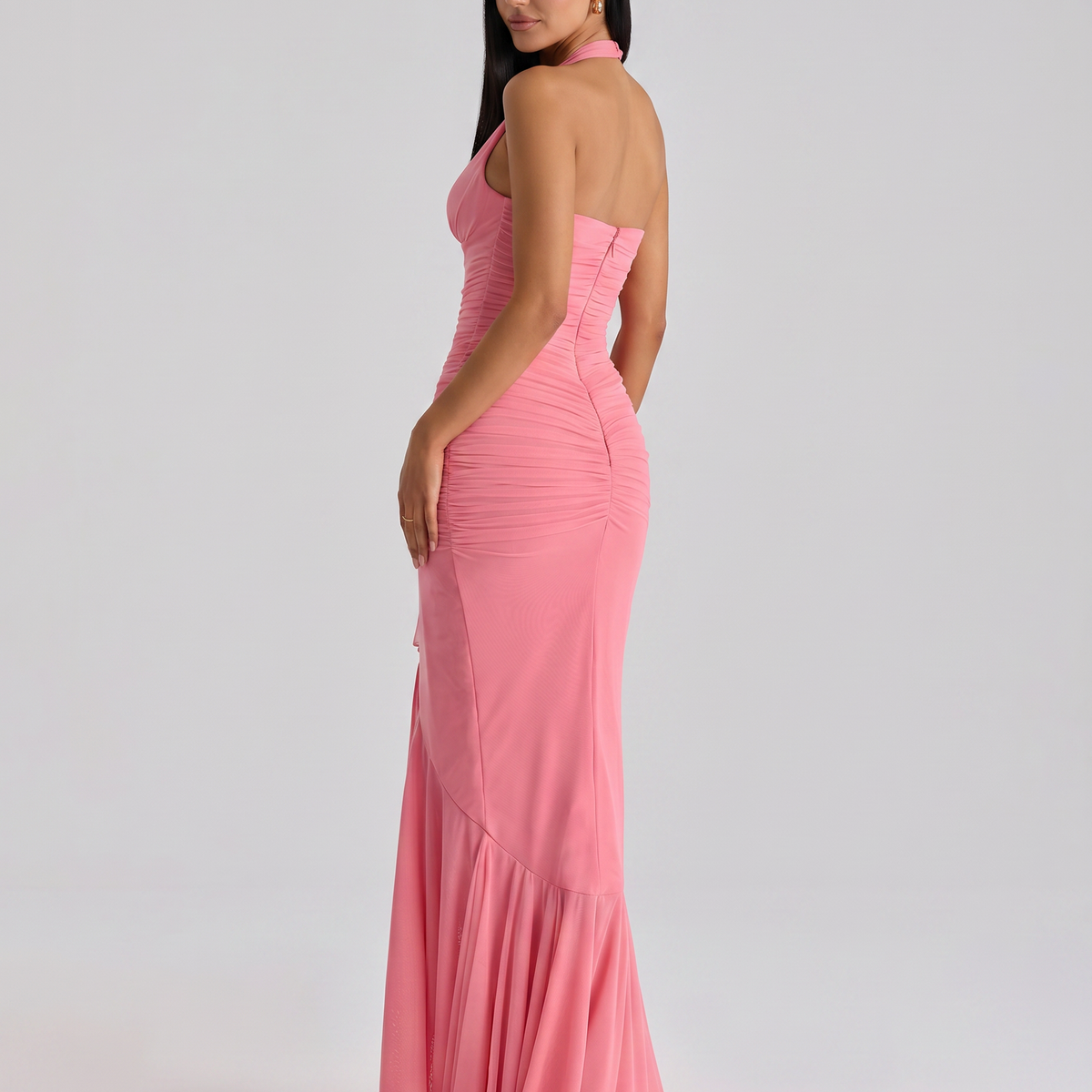 Shelby | Maxi Dress with Halter Neck and Waterfall Ruffle