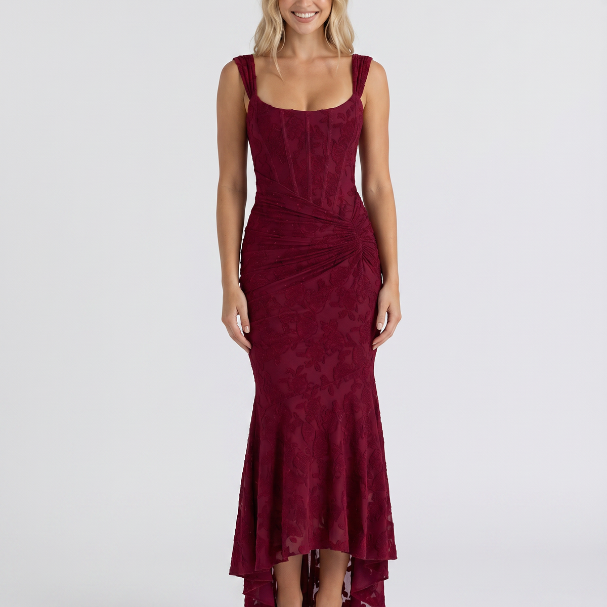 Marissa | Maxi Dress with Floral Lace Corset and Ruched Skirt