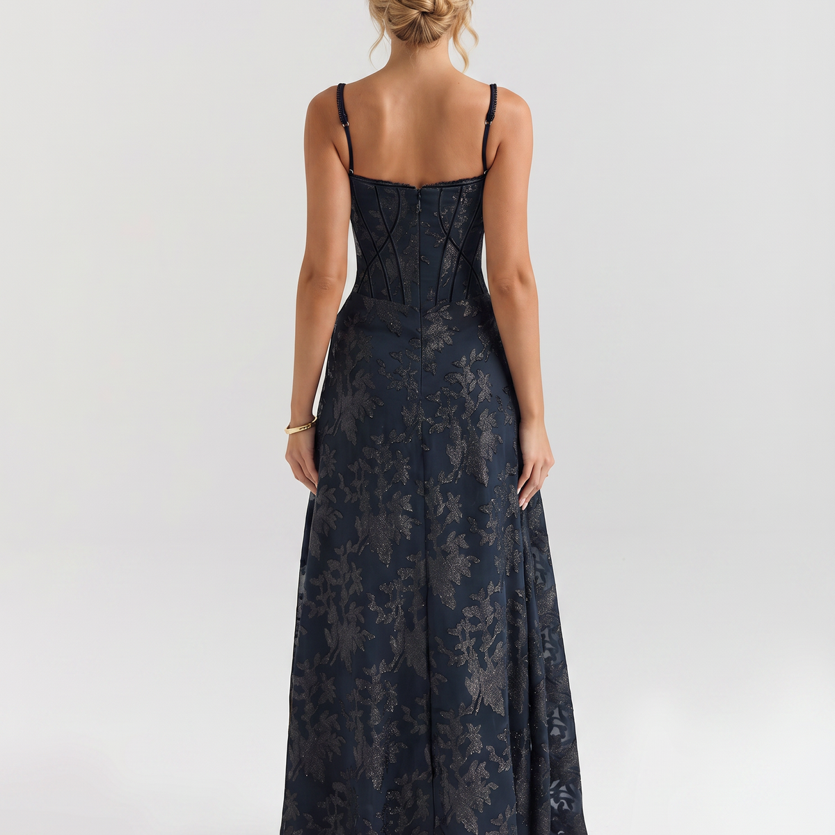Becky | Maxi Dress with Corset Bodice and Lurex Finish