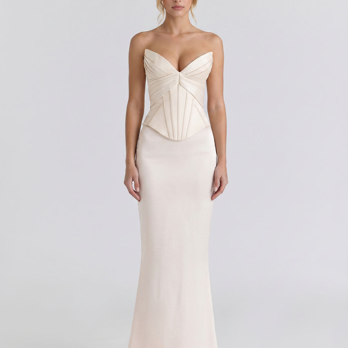 Mariah | Maxi Dress with Satin Corset and Lace-Up Back