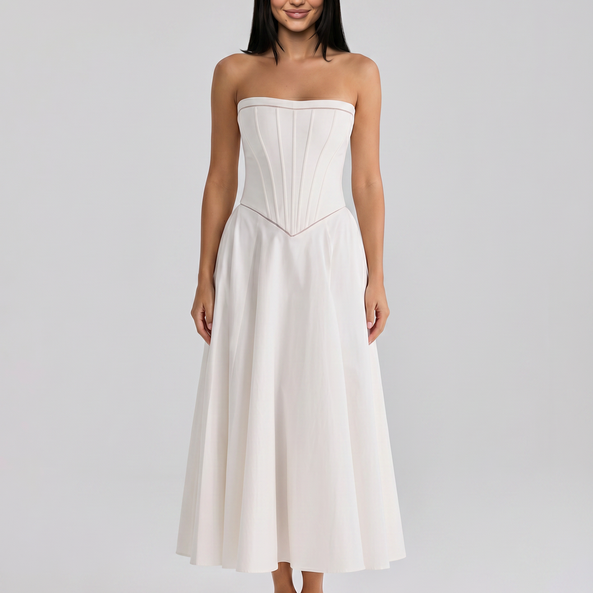 Deanne | Strapless Maxi Dress with Corset Bodice