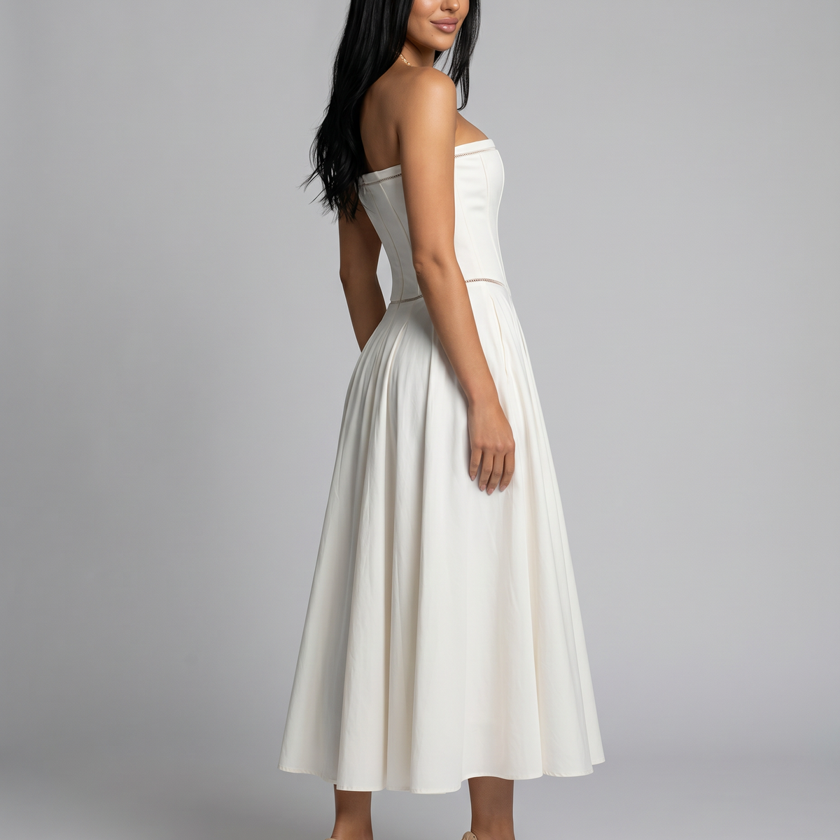 Deanne | Strapless Maxi Dress with Corset Bodice