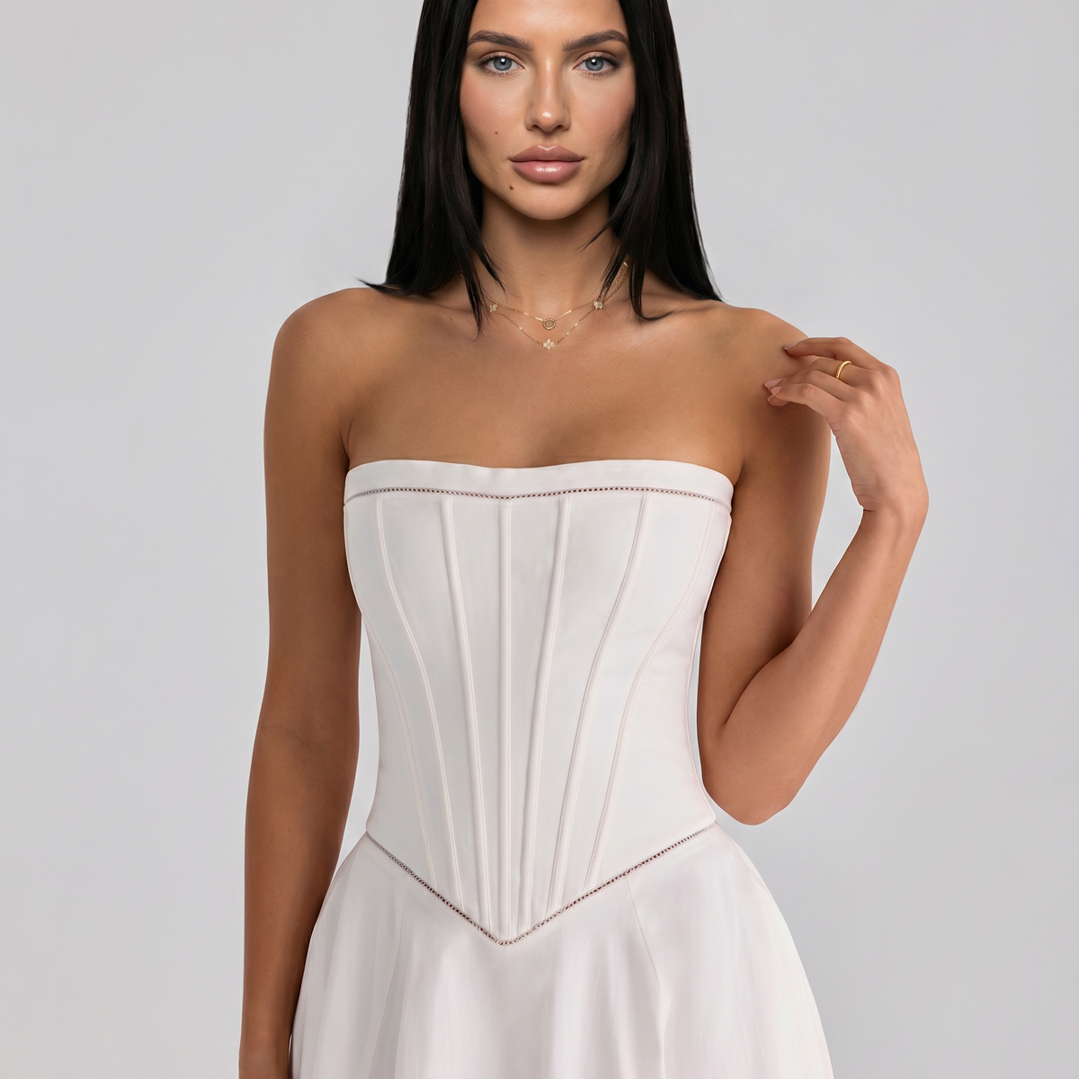 Deanne | Strapless Maxi Dress with Corset Bodice